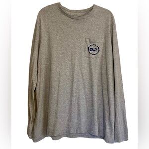 Vineyard Vines Women’s XL Oversized Long Sleeve Gray T Shirt Logo 100% Cotton